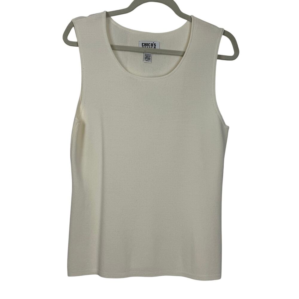 Vintage Chico’s Design Ivory Knit Tank Size 2 Large Minimalist